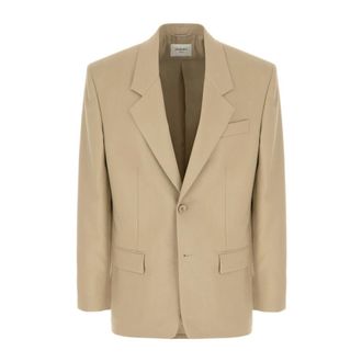 Saint Laurent Blazers, female, Beige, Size: M Wool-Silk Blazer