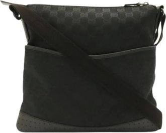 Gucci Pre-owned Vintage Canvas Messenger Bag - Dames - Vintage Schoudertas - Zwart - ONE Size - Leer - Vintage
