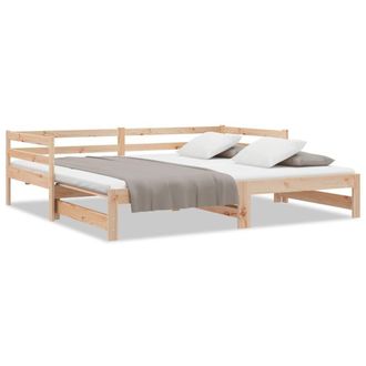 Berkfield Home Pull-out Day Bed 2x(80x200) cm Solid Wood Pine in Light Brown
