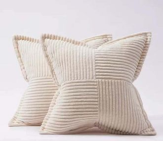 OEM Fundas De Coj&iacute;n Para Sof&aacute; De 45x45 Cm, Juego De 2 Fundas De Almohada En Pana Beige Con Estampado De Cruz, Ideales Para La Decoraci&oacute;n Del Dormitorio Y 