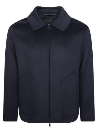 Palt&ograve; Blu Cropped Zipper Classic Collar Jacket