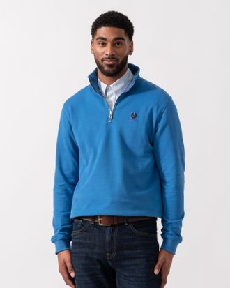 Belstaff Mens Quarter Zip Sweatshirt in Sky Blue Cotton - Size Medium