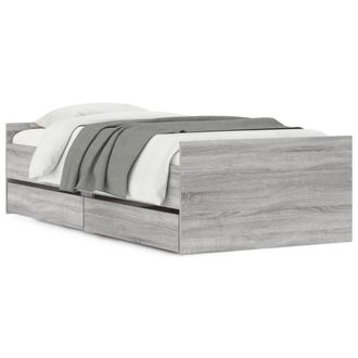 Berkfield Home Bed Frame with Drawers Grey Sonoma 90x190 cm Single