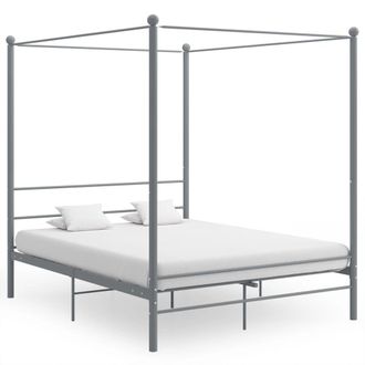 Berkfield Home Canopy Bed Frame Grey Metal 160x200 cm