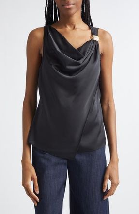 Cinq &agrave; Sept Bangle Elora Satin Top in Black at Nordstrom, Size Xx-Small
