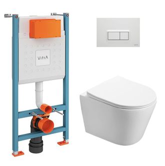 Vitra Pack De Soporte V-fix Core + Inodoro Sin Brida Swiss Aqua Technologies Infinitio + Placa, Blanco Brillo Intenso (v-fixinfinitio- - Vitra