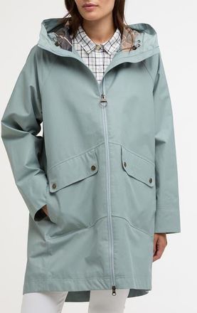 Barbour Heron Waterproof Jacket in Blue Sage/Gardenia at Nordstrom, Size 8 Us
