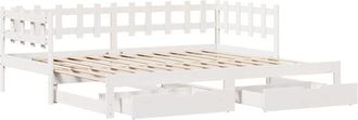 vidaXL Daybed with Trundle and Drawers without Mattress White 90x200 cm Vidaxl