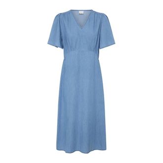Ichi Midi Jurken - Dames - Casual kleedjes - Blauw - M - Kleedjes