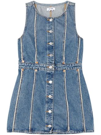 Re/Done Abito corto denim con frange - Blu