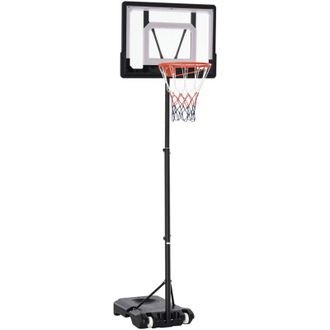 HOMCOM Homcom - Canasta De Baloncesto Para Exterior Con Altura Ajustable 206-260 Cm Aro De Baloncesto Con Ruedas Y Base Rellenable Para Adolescentes Y Adulto