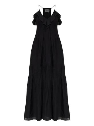 Isabel Marant Vasma maxi-jurk met ruches en V-hals - Zwart