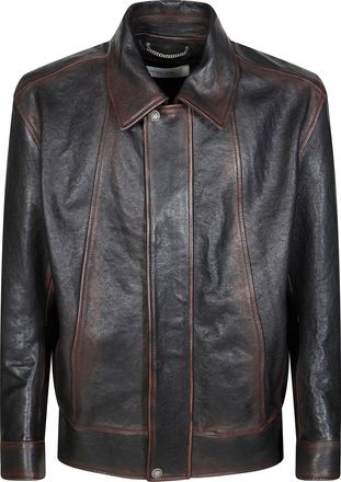 Golden Goose Nappa Leather Hidden Zip Fitted Jacket