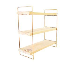 Hanah Home Estante De Pared, Estante De Almacenamiento Shelf Gold Marr&oacute;n