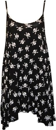 Generic NEW WOMENS PLUS SIZE SLEEVELESS STRAPPY CAMI LONG SWING PRINT VEST TOP DRESS SIZE 12-30 (UK 28/30, SKULL BONES)