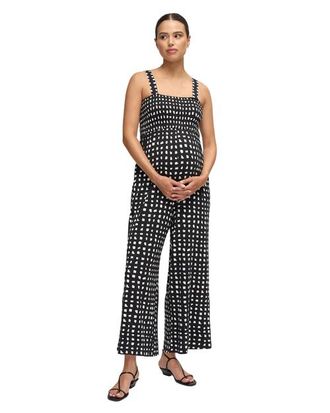 Ingrid & Isabel The One-And-Done Black Maternity Jumpsuit in Abstract Check at Nordstrom, Size X-Large