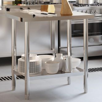 vidaXL Vidaxl - Mesa Trabajo Cocina Y Salpicadero Acero Inoxidable 82,5x55x93cm