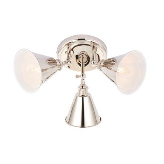 Loops Bright Nickel 3 Light Ceiling Spotlight - White Inner Shade - Knurled Detailing in Metallics