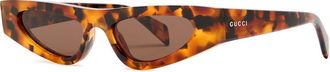 Gucci Eyewear Narrow-frame Cat-eye Designer Sunglasses - Brown Havana - One Size