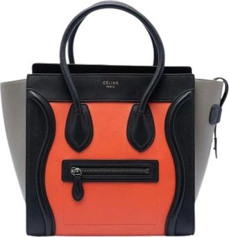Celine Pre-owned Tote Bags, female, Orange, Size: ONE SIZE Pre-owned The Micro Luggage Tote
