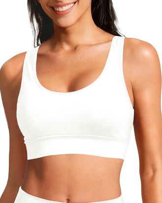 Holipick Womens Sports Bra Bikini Top Only Criss Cross Scoop Neck Swimsuit Bathing Suit Separate White, White, L