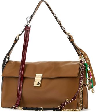 Prada Womens Camel Leather Large Prada Soft Sound Shoulder Bag Caramel0n Vitello Borse A Mano