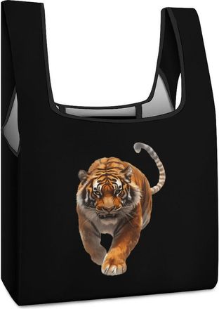 Generic Tiger Male Reusable Shopping Bags Lightweight Foldable Grocery Bag Polyester Washable Tote Bag