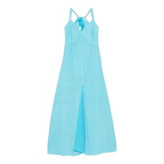 120% Lino 120% Lino, Summer Dresses, female, Blue, Size: XL Long Linen Dress