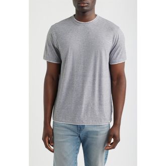 AG - Adriano Goldschmied Como Double Layer Crewneck T-Shirt in Heather Grey/true White at Nordstrom, Size Xx-Large