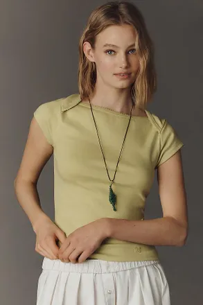 Maeve Cotton Blend Cap-Sleeve Tee