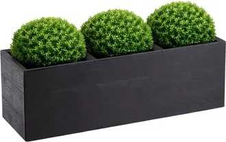 OEM Maceta Betonique Con Ruedas, Tablero Reciclado, Negro, 90x30xh30 Cm