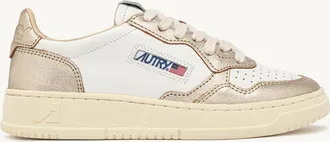 Autry SNEAKERS MEDALIST LOW BICOLOR IN PELLE BIANCA E METALLIZZATA PLATINO