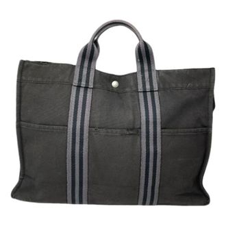 Herm&egrave;s Pre-owned Tote Bags, female, Black, Size: ONE SIZE Pre-owned Cotton Tote Bag