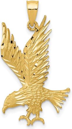 Diamond2Deal 14k Yellow Gold Polished and Diamond-cut Eagle Pendant