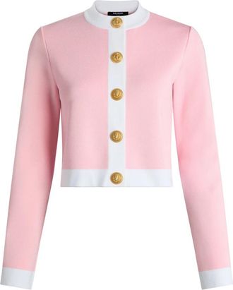 Balmain Gebreid Cardigan met Knopen - Dames - Vesten - Roze - 2XS - Truien & Vesten