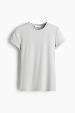 H&M Figurnahes T-Shirt aus Mikrofaser - Hellgrau