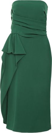Max Mara Green Corset Ruffle Midi Dress