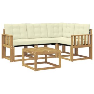 vidaXL Conjunto De Sof&aacute;s De Exterior Con Coj&iacute;n 5 Pcs Blanco Y Crema Vidaxl