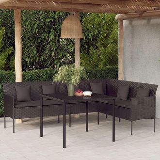 vidaXL Vidaxl - Set Comedor De Jard&iacute;n 2 Pzas Con Cojines Rat&aacute;n Sint&eacute;tico Negro