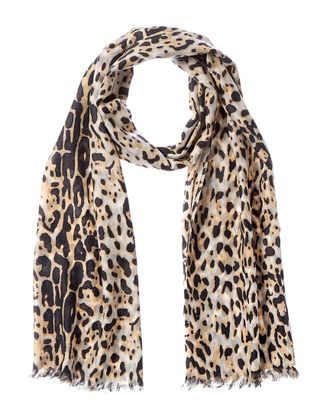 Sofiacashmere Sofiacashmere Leopard Print Lightweight Cashmere Scarf