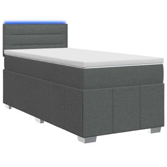 vidaXL Cama Con Base Tapizada, Colch&oacute;n Y Luz Led Gris Oscuro Tela Vidaxl
