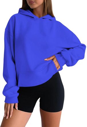 Generic Oversized Hoodie for Women UK Long Sleeve Drawstring Hooded Sweatshirts 2025 Trendy Ladies Comfy Loose Fit Casual Pullover Tops