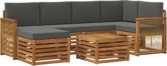 vidaXL Conjunto De Sof&aacute;s De Exterior 6 Uds. Natural Y Antracita Vidaxl