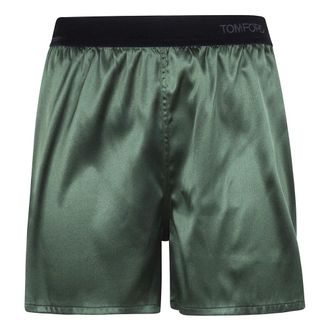 Tom Ford Korte Broeken, Dames, Groen, S, Satijn, Stretch Silk Satin PJ Shorts