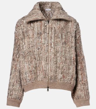 Brunello Cucinelli C&aacute;rdigan en mezcla de mohair con lentejuelas