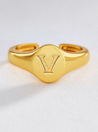 Luv AJ Initial Oval Signet Ring
