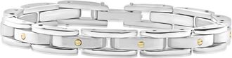 Pompeii3 Mens Polished Steel Two Tone Two Row 8.5mm Flexible Link 8.5 Bracelet
