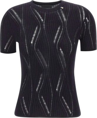 Liu Jo Knit Top - female - Liu Jo - Round-neck Knitwear - Blue - L - Knitwear