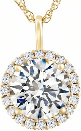 Pompeii3 Certified 3 1/2Ct Halo Diamond Pendant 14k Gold Womens Necklace Lab Grown