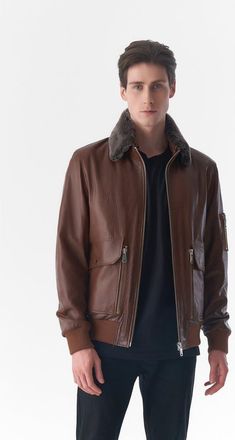 FURNIQ Lucas Leather Jacket in Tan Brown at Nordstrom, Size Medium